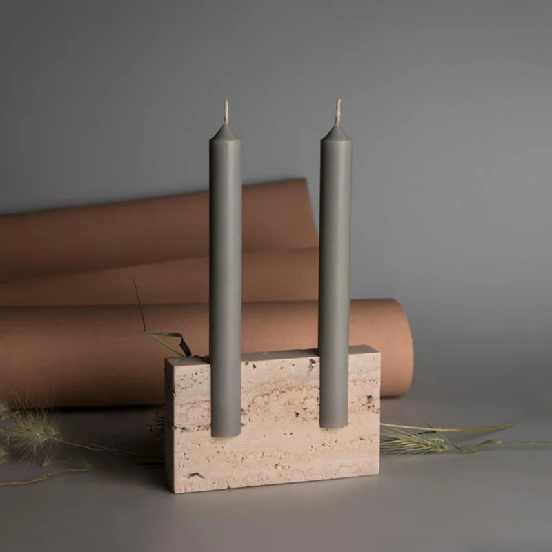 Collectible Vintage Matches - 2 Holes Marble Taper Candle Holder