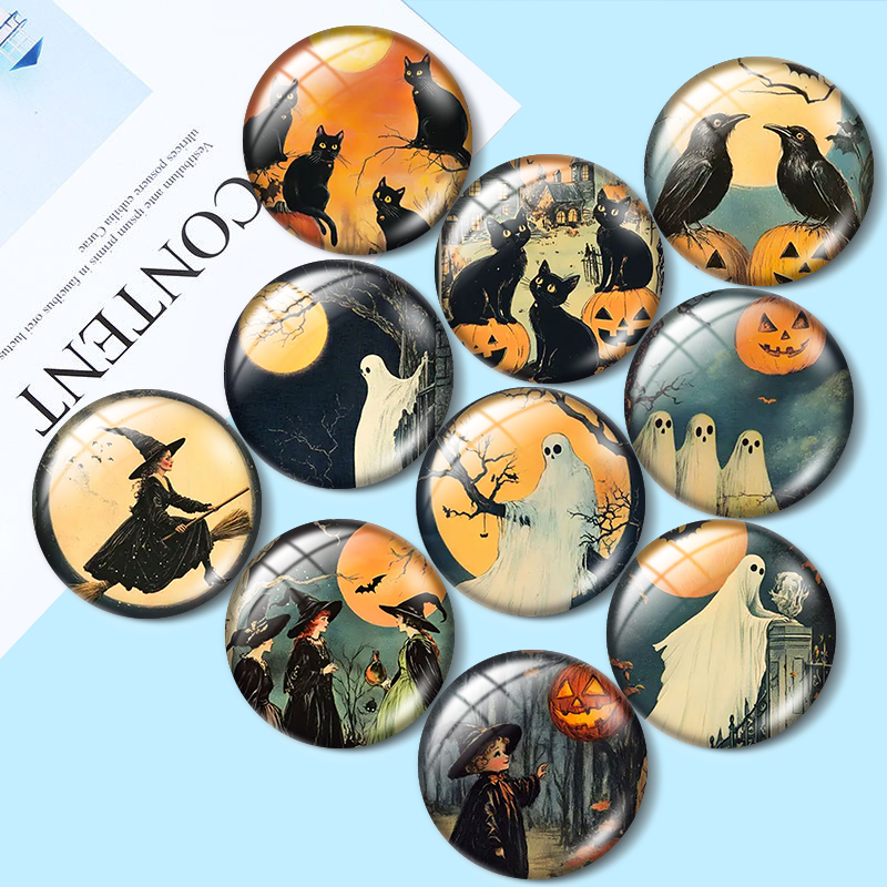 Vintage Jewelry Collection - Vintage Halloween 12/18/20/25mm glass cabochon bracelet
