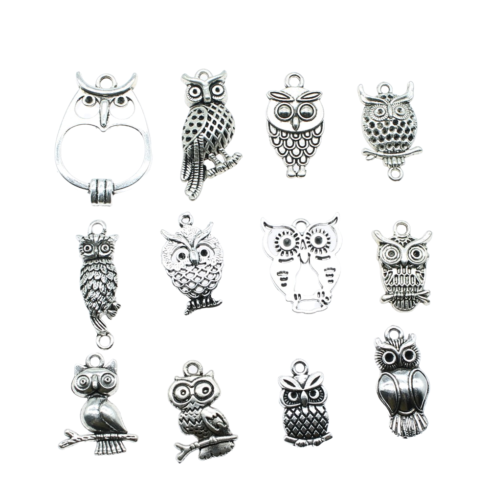 10pcs Charms Owl Antique Silve - огляд і ціна Vintage Jewelry Collection